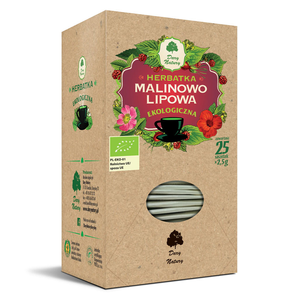 Herbatka malinowo - lipowa eko ekspresowa Dary Natury 25x2,5 g - sklepzdrowedziecko.pl