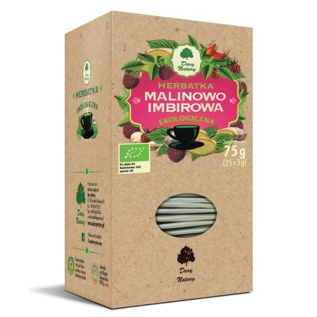 Herbatka malinowo imbirowa eko ekspresowa Dary Natury 25x3 g- sklepzdrowedziecko.pl