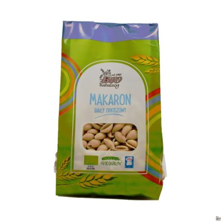 Makaron orkiszowy biały muszelki Raw Food Bio Babalscy 400 g – sklepzdrowedziecko.pl